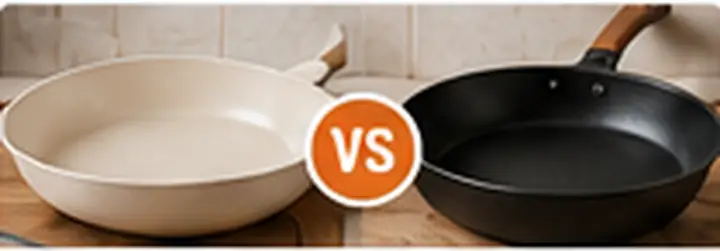 Cookware arranged for comparison
