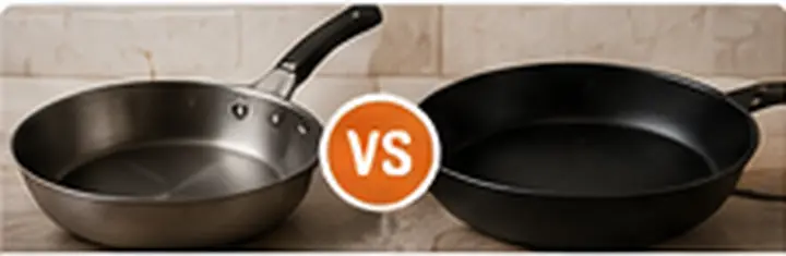 Cookware arranged for comparison